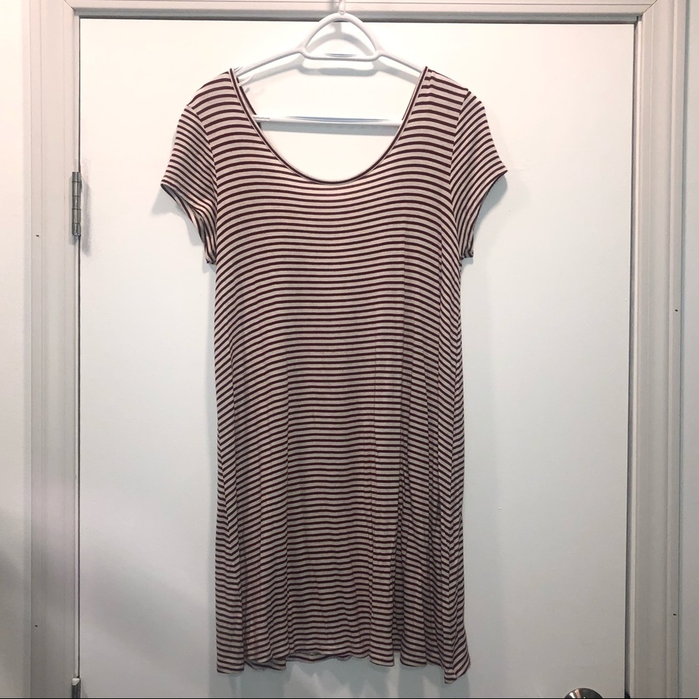 Red and White striped T-shirt Dress